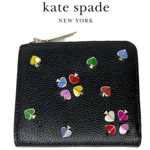 Kate Spade Small Wallet Multicolored Rivets Riveted Spades Leather w Coin Bag